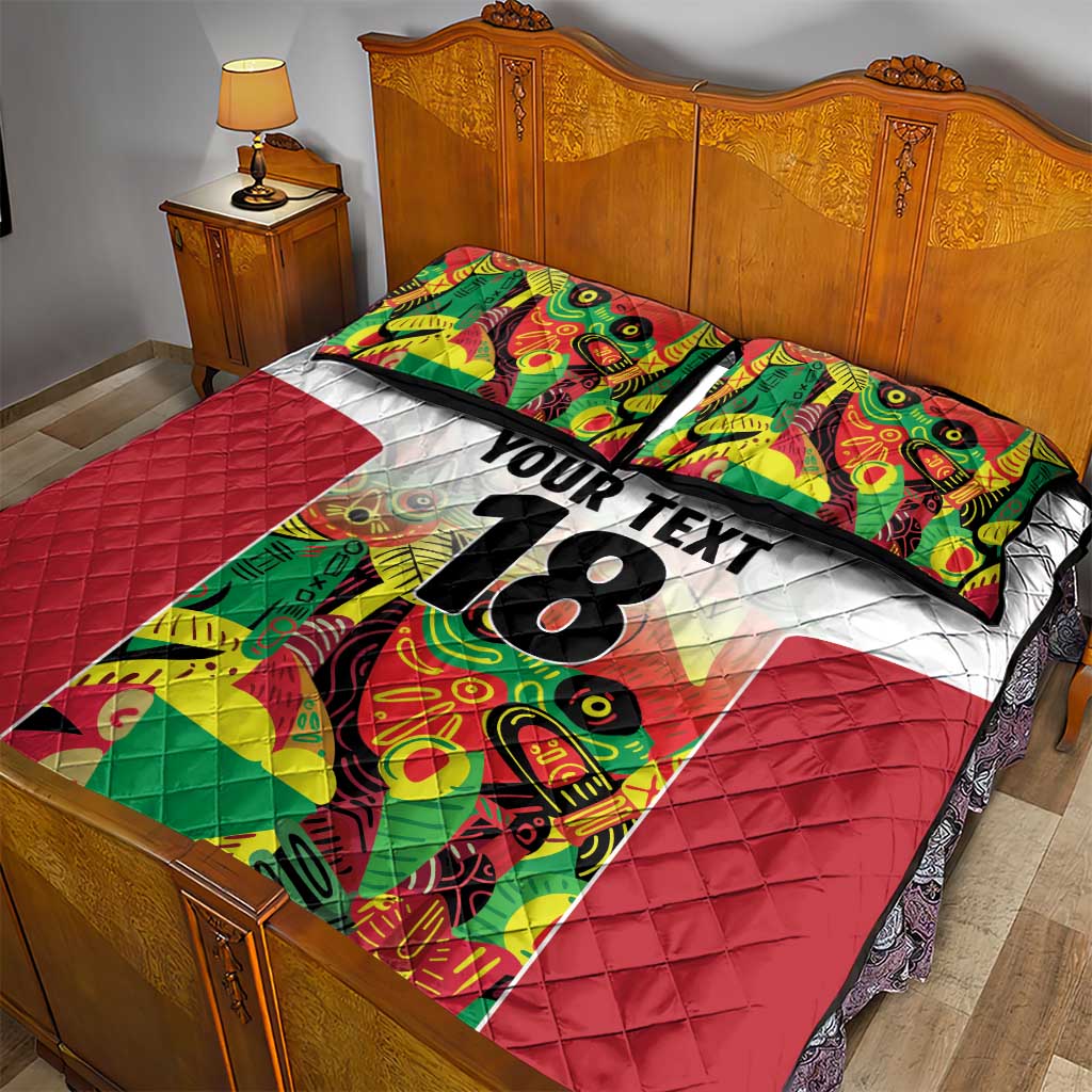 Custom Guyana Football Pride Quilt Bed Set Golden Jaguars Go Champion - White - African Pride