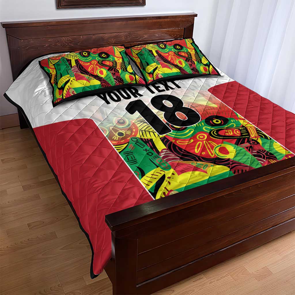 Custom Guyana Football Pride Quilt Bed Set Golden Jaguars Go Champion - White - African Pride