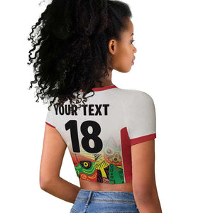 Custom Guyana Football Pride Raglan Cropped T shirt Golden Jaguars Go Champion - White - African Pride