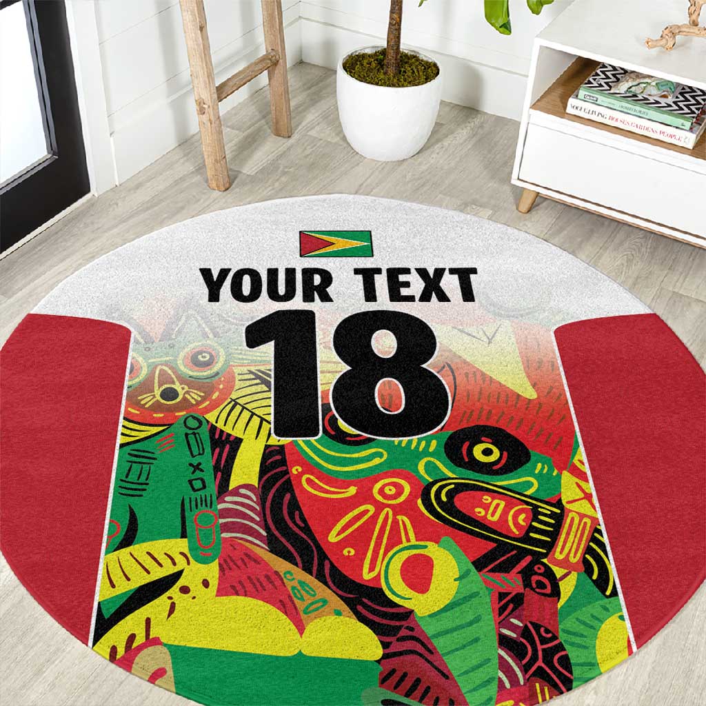 Custom Guyana Football Pride Round Carpet Golden Jaguars Go Champion - White - African Pride