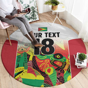 Custom Guyana Football Pride Round Carpet Golden Jaguars Go Champion - White - African Pride
