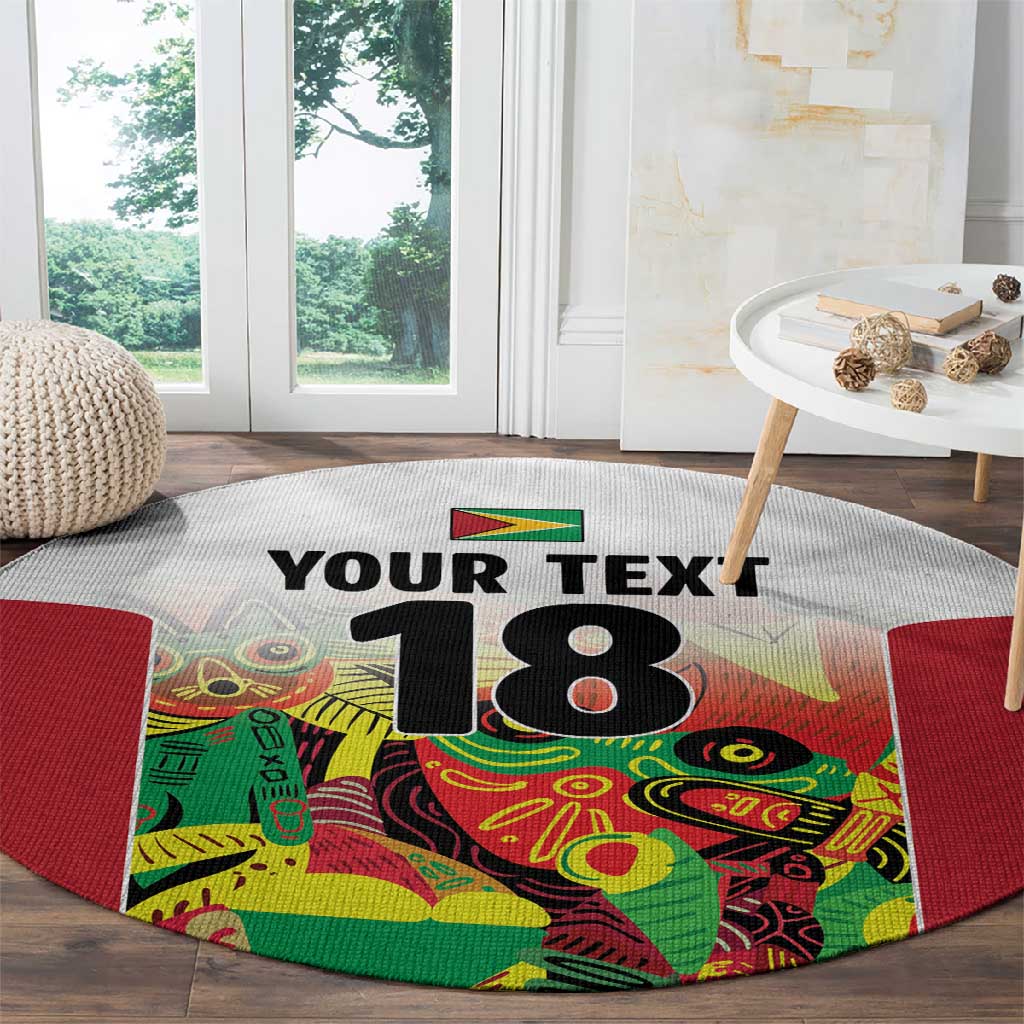 Custom Guyana Football Pride Round Carpet Golden Jaguars Go Champion - White - African Pride