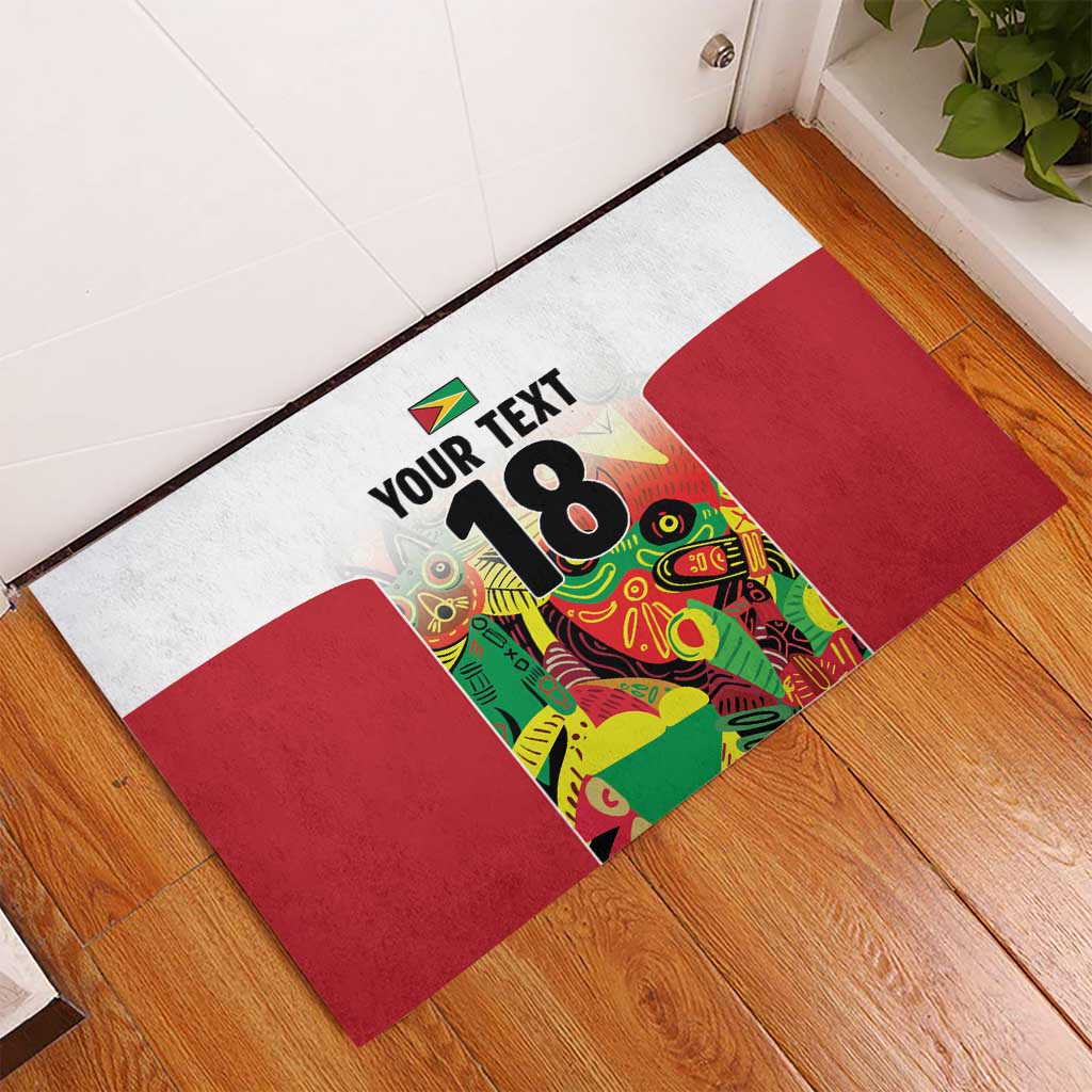 Custom Guyana Football Pride Rubber Doormat Golden Jaguars Go Champion - White - African Pride