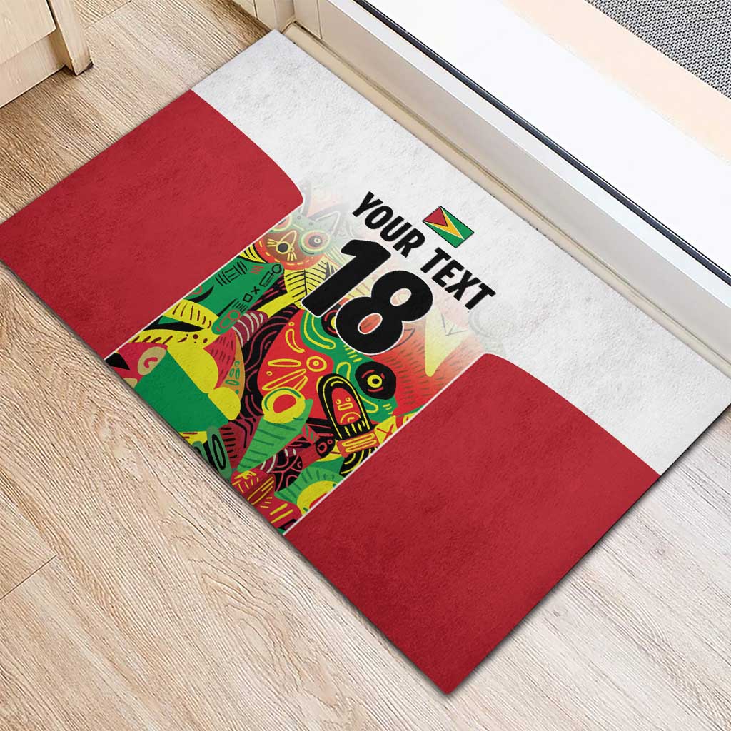 Custom Guyana Football Pride Rubber Doormat Golden Jaguars Go Champion - White - African Pride