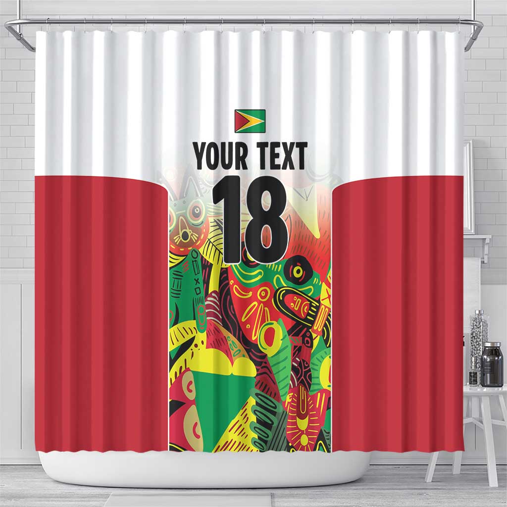 Custom Guyana Football Pride Shower Curtain Golden Jaguars Go Champion - White - African Pride