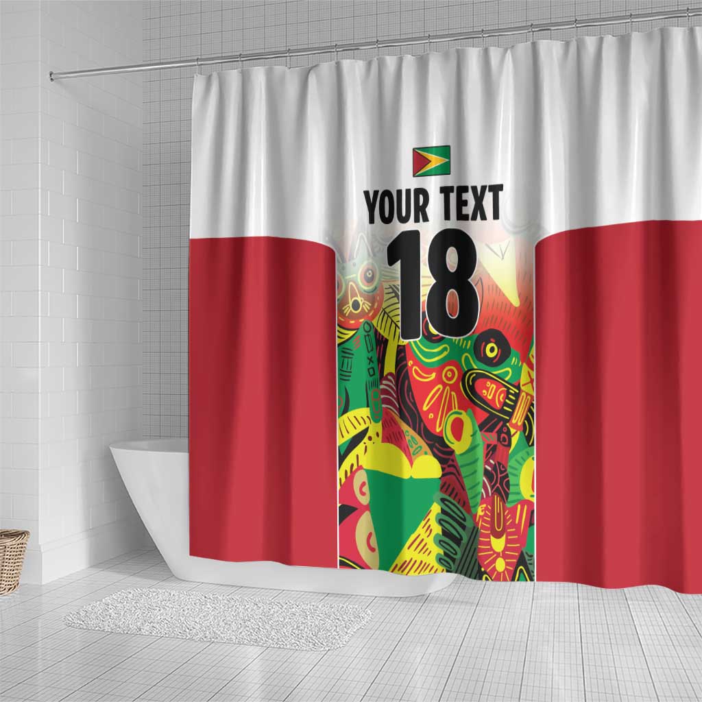 Custom Guyana Football Pride Shower Curtain Golden Jaguars Go Champion - White - African Pride
