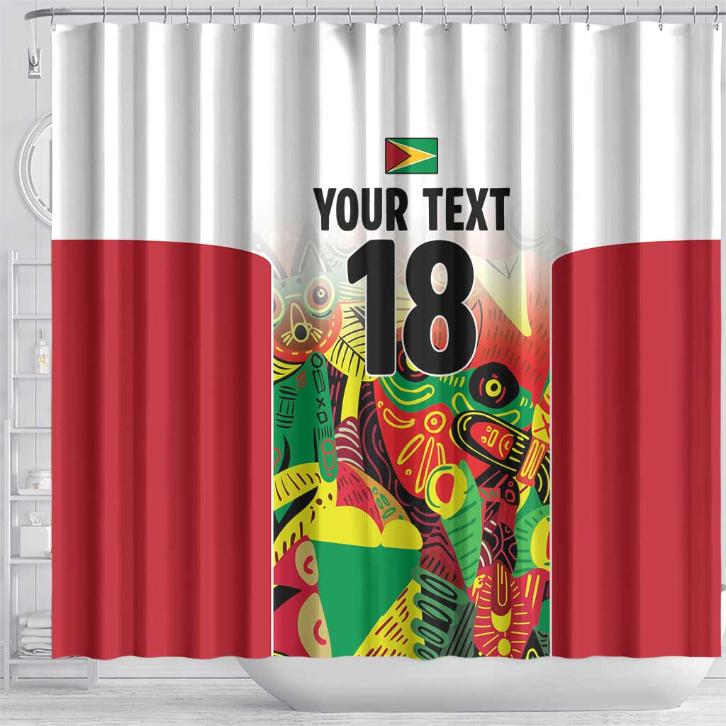 Custom Guyana Football Pride Shower Curtain Golden Jaguars Go Champion - White - African Pride