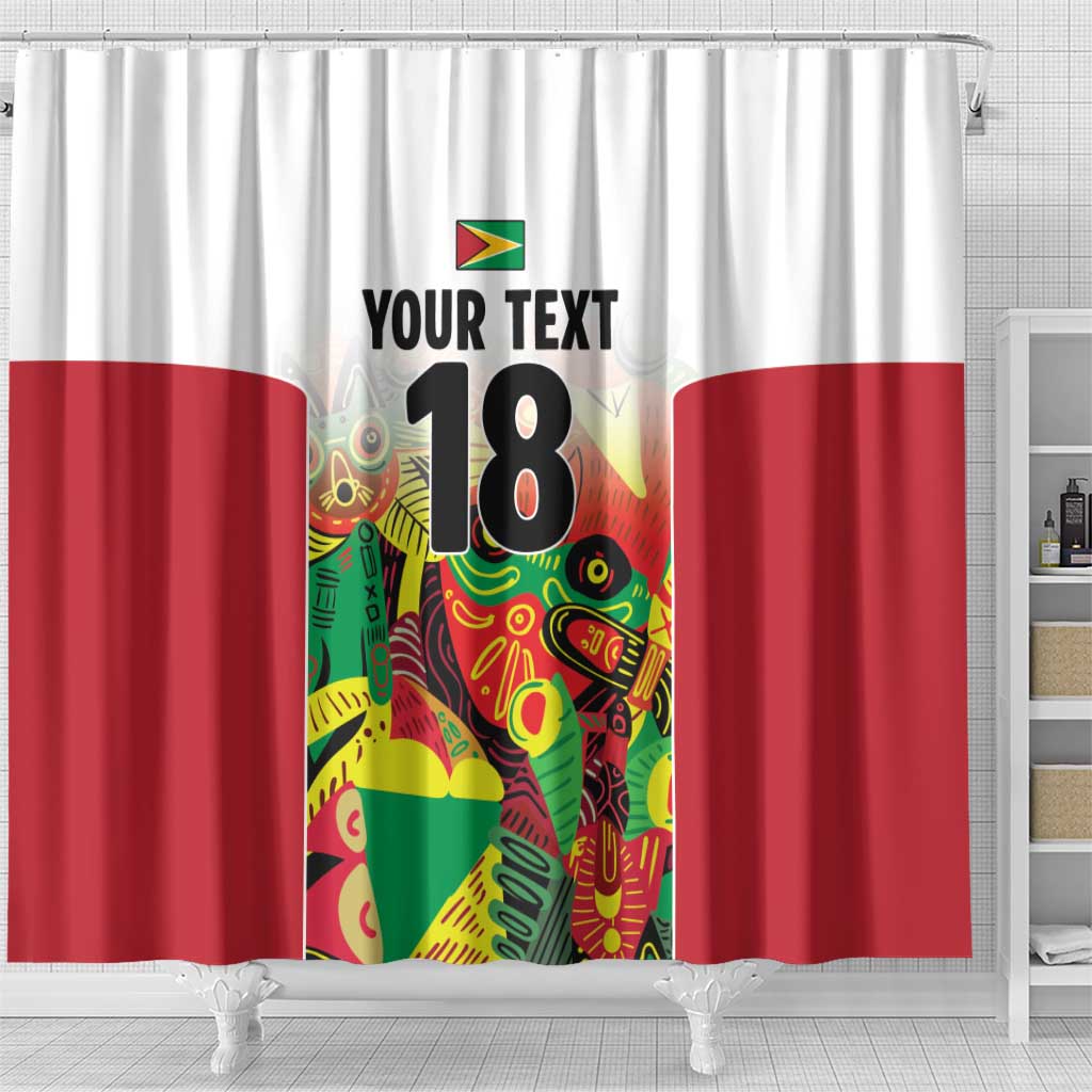 Custom Guyana Football Pride Shower Curtain Golden Jaguars Go Champion - White - African Pride