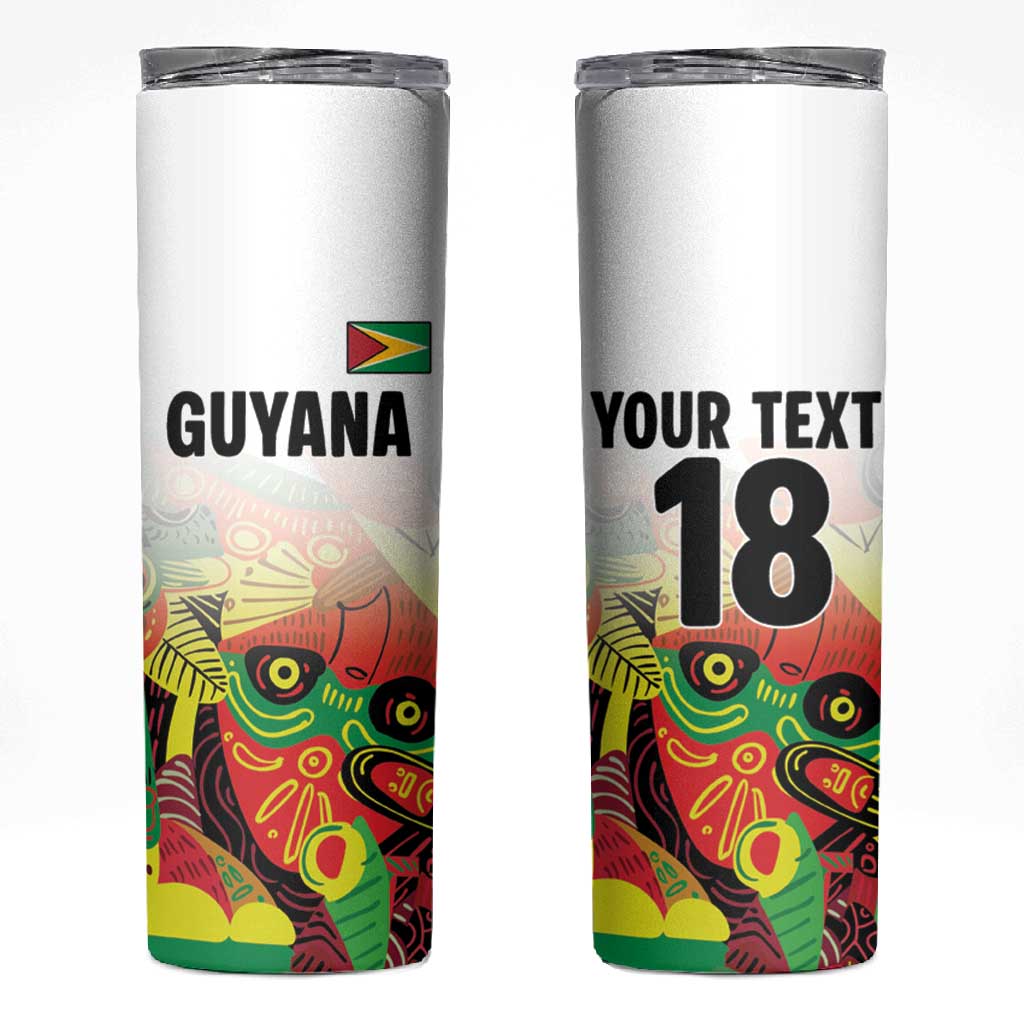 Custom Guyana Football Pride Skinny Tumbler Golden Jaguars Go Champion - White - African Pride