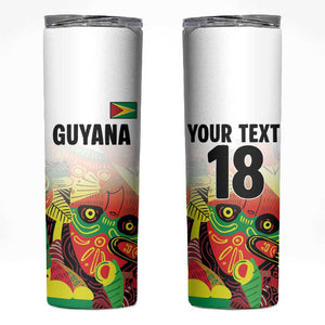 Custom Guyana Football Pride Skinny Tumbler Golden Jaguars Go Champion - White - African Pride