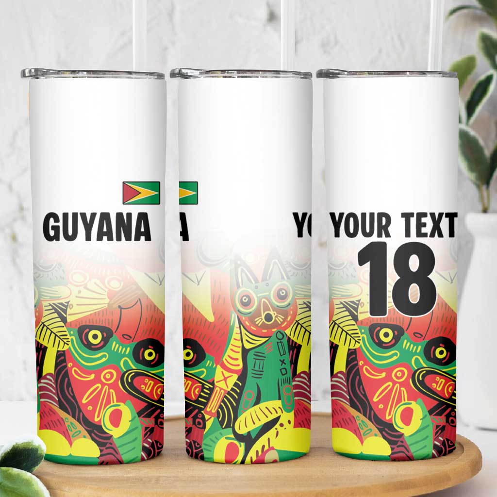 Custom Guyana Football Pride Skinny Tumbler Golden Jaguars Go Champion - White - African Pride