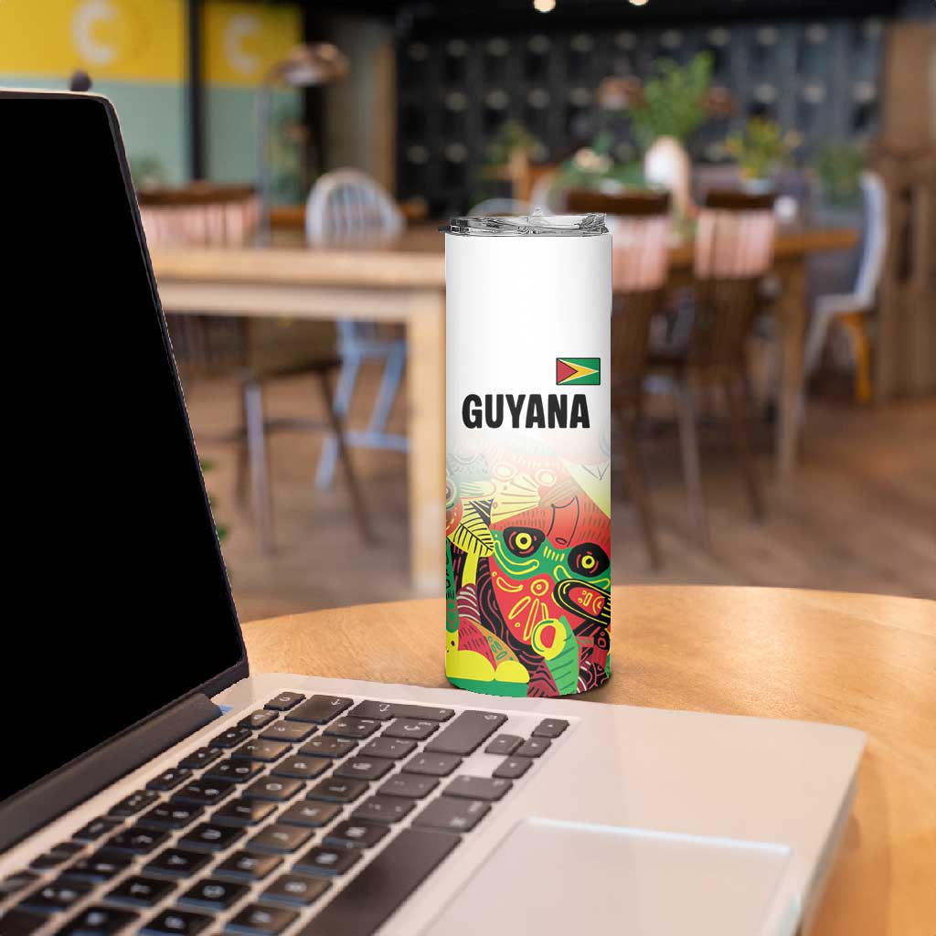 Custom Guyana Football Pride Skinny Tumbler Golden Jaguars Go Champion - White - African Pride