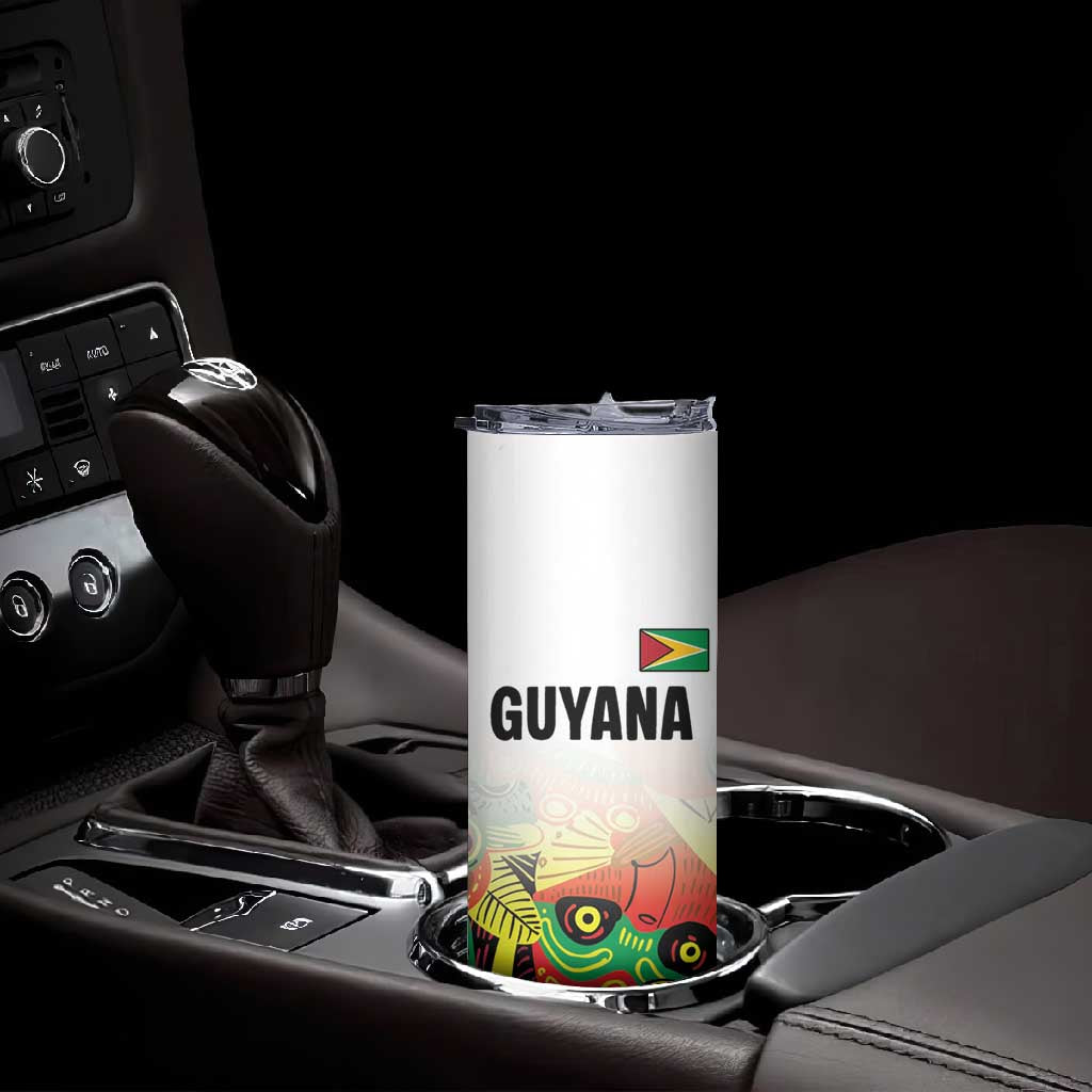 Custom Guyana Football Pride Skinny Tumbler Golden Jaguars Go Champion - White - African Pride