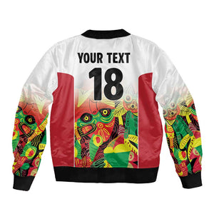 Custom Guyana Football Pride Sleeve Zip Bomber Jacket Golden Jaguars Go Champion - White - African Pride