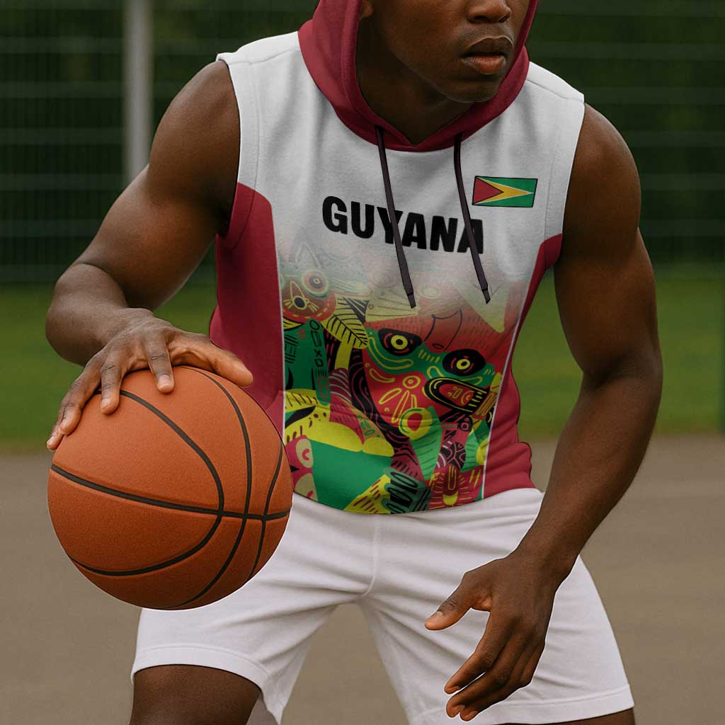 Custom Guyana Football Pride Sleeveless Hoodie Golden Jaguars Go Champion - White - African Pride