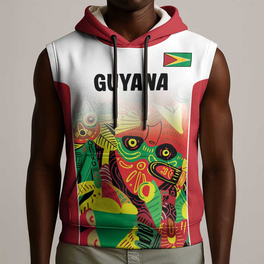 Custom Guyana Football Pride Sleeveless Hoodie Golden Jaguars Go Champion - White - African Pride