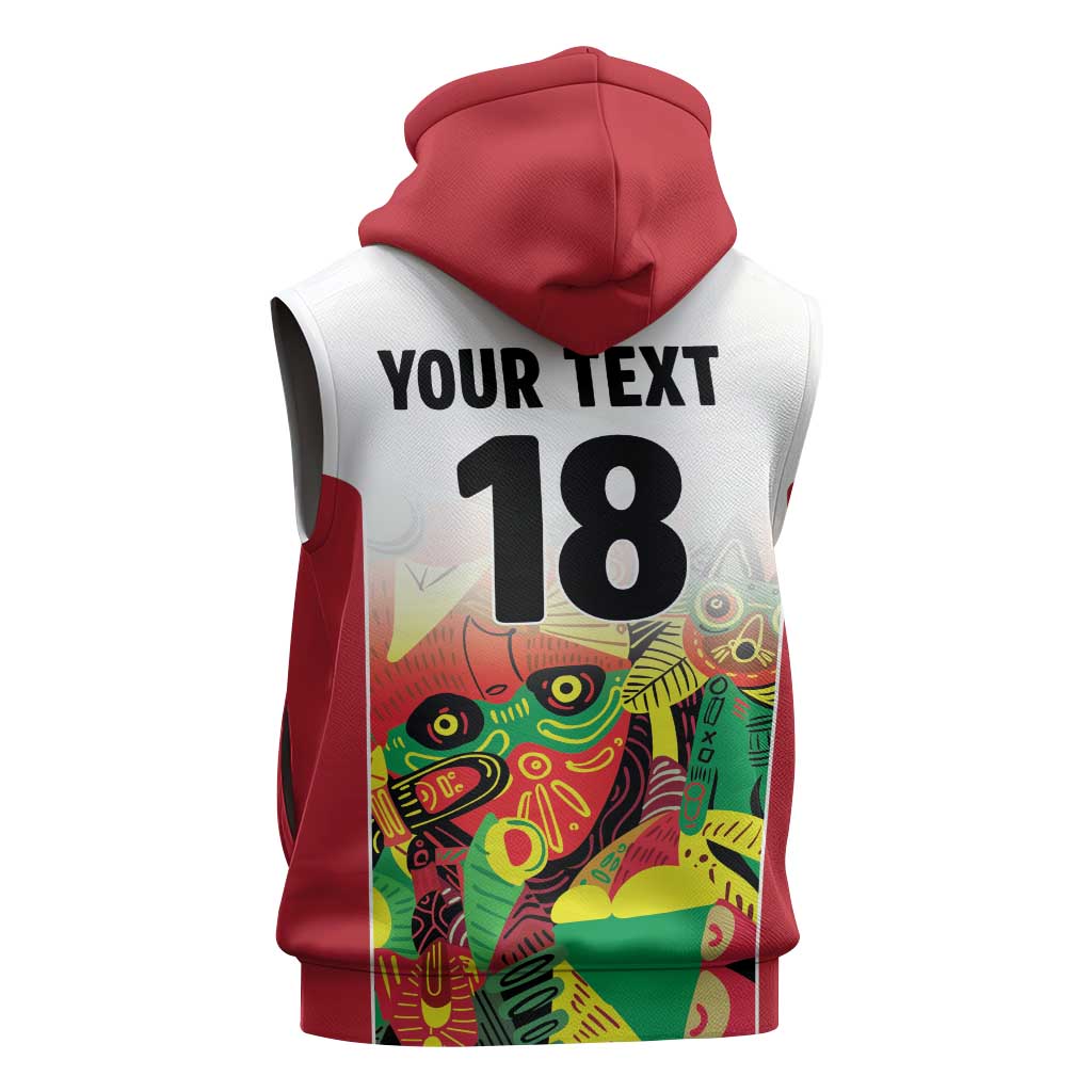 Custom Guyana Football Pride Sleeveless Zip Hoodie Golden Jaguars Go Champion - White - African Pride
