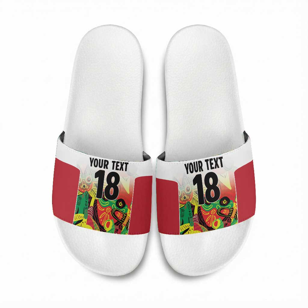 Custom Guyana Football Pride Slide Sandals Golden Jaguars Go Champion - White