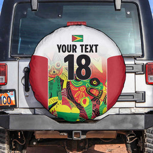 Custom Guyana Football Pride Spare Tire Cover Golden Jaguars Go Champion - White - African Pride