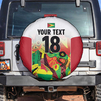 Custom Guyana Football Pride Spare Tire Cover Golden Jaguars Go Champion - White - African Pride