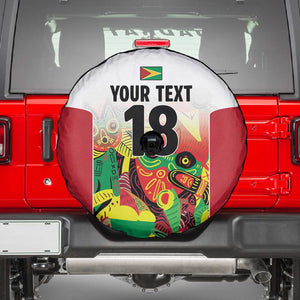 Custom Guyana Football Pride Spare Tire Cover Golden Jaguars Go Champion - White - African Pride