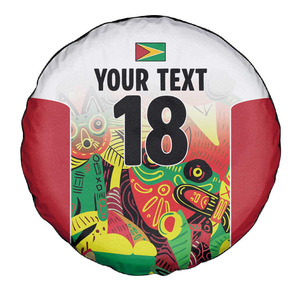 Custom Guyana Football Pride Spare Tire Cover Golden Jaguars Go Champion - White - African Pride