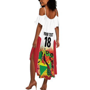 Custom Guyana Football Pride Summer Maxi Dress Golden Jaguars Go Champion - White - African Pride