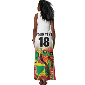 Custom Guyana Football Pride Tank Maxi Dress Golden Jaguars Go Champion - White - African Pride