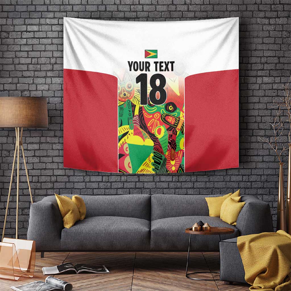 Custom Guyana Football Pride Tapestry Golden Jaguars Go Champion - White - African Pride