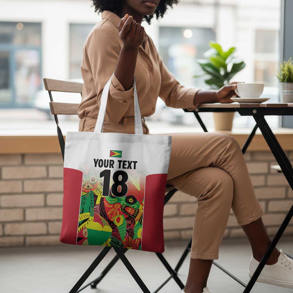 Custom Guyana Football Pride Tote Bag Golden Jaguars Go Champion - White