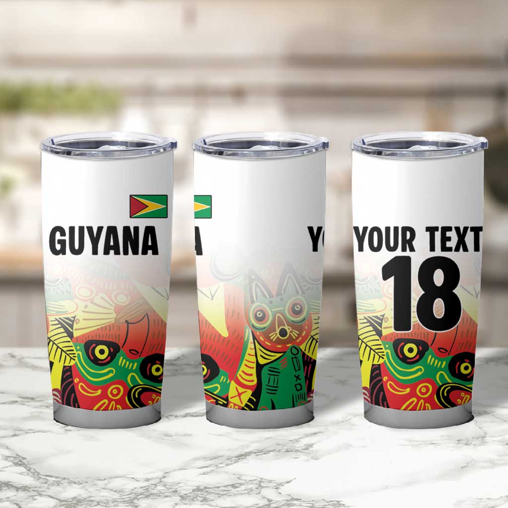Custom Guyana Football Pride Tumbler Cup Golden Jaguars Go Champion - White - African Pride