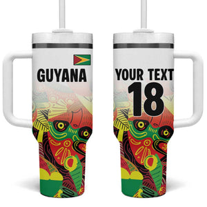 Custom Guyana Football Pride Tumbler With Handle Golden Jaguars Go Champion - White - African Pride
