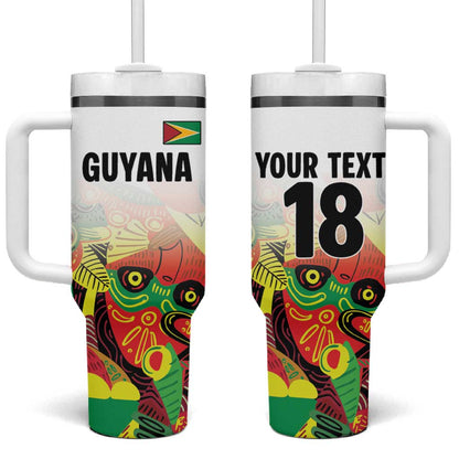 Custom Guyana Football Pride Tumbler With Handle Golden Jaguars Go Champion - White - African Pride