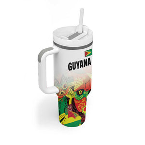 Custom Guyana Football Pride Tumbler With Handle Golden Jaguars Go Champion - White - African Pride