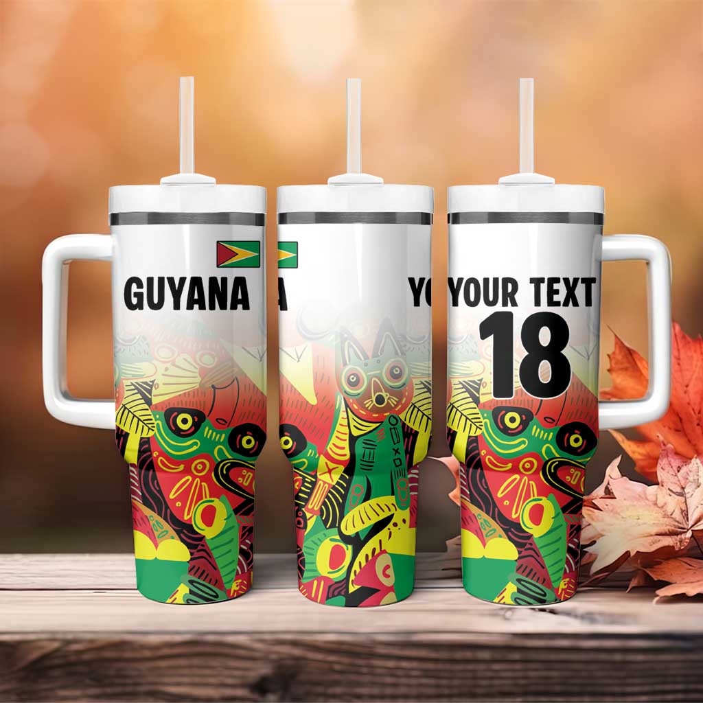 Custom Guyana Football Pride Tumbler With Handle Golden Jaguars Go Champion - White - African Pride