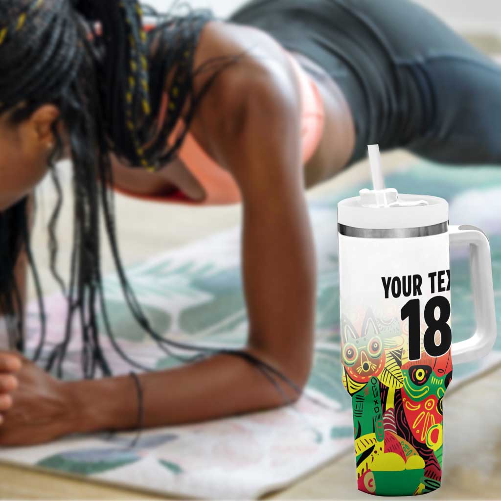 Custom Guyana Football Pride Tumbler With Handle Golden Jaguars Go Champion - White - African Pride