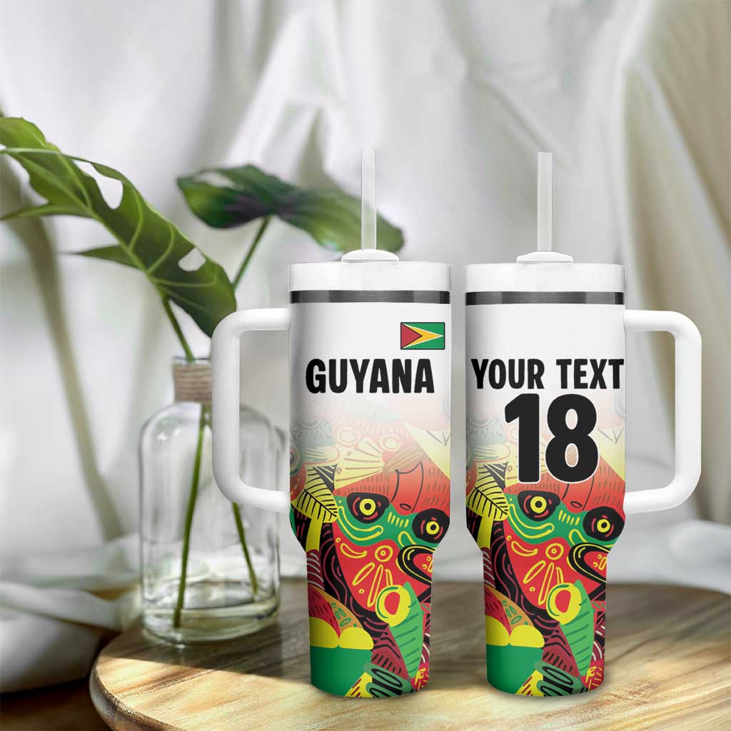 Custom Guyana Football Pride Tumbler With Handle Golden Jaguars Go Champion - White - African Pride