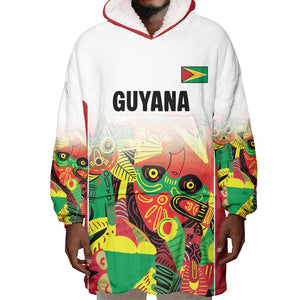 Custom Guyana Football Pride Wearable Blanket Hoodie Golden Jaguars Go Champion - White - African Pride