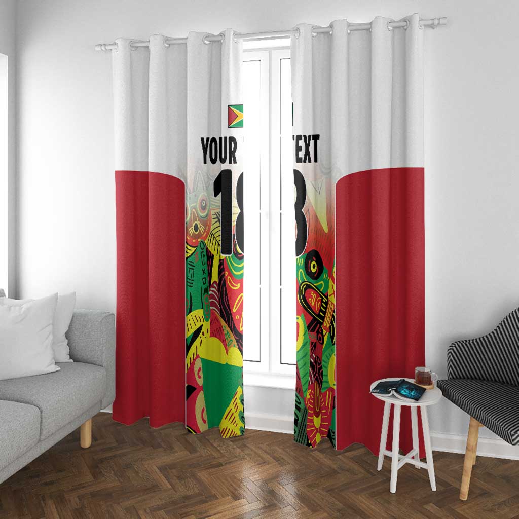 Custom Guyana Football Pride Window Curtain Golden Jaguars Go Champion - White - African Pride