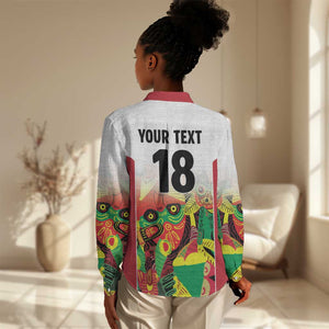 Custom Guyana Football Pride Women Casual Shirt Golden Jaguars Go Champion - White - African Pride