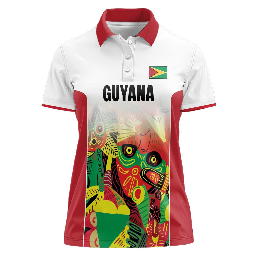 Custom Guyana Football Pride Women Polo Shirt Golden Jaguars Go Champion - White - African Pride