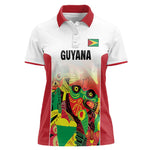 Custom Guyana Football Pride Women Polo Shirt Golden Jaguars Go Champion - White - African Pride