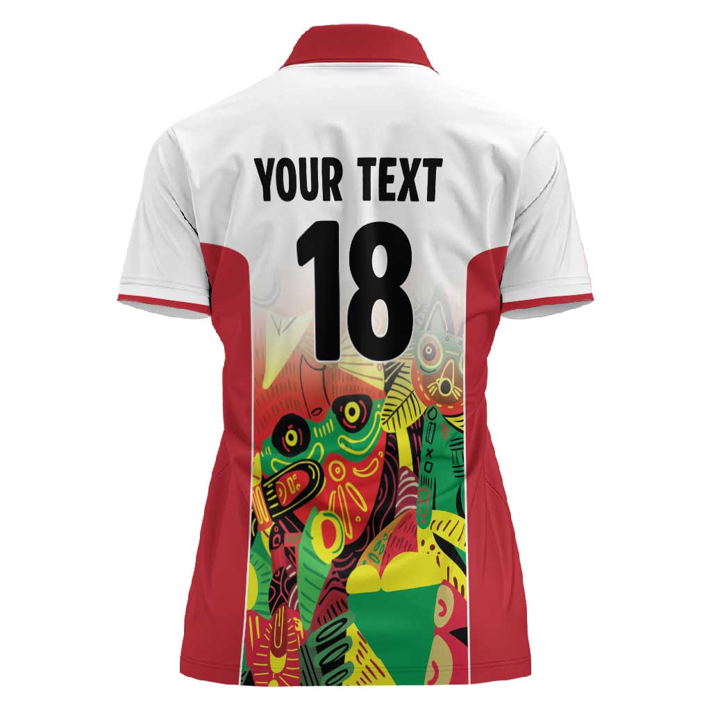 Custom Guyana Football Pride Women Polo Shirt Golden Jaguars Go Champion - White - African Pride