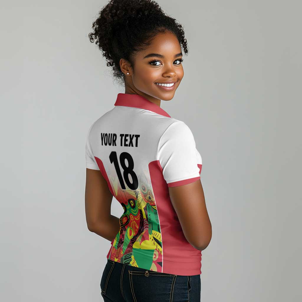 Custom Guyana Football Pride Women Polo Shirt Golden Jaguars Go Champion - White - African Pride