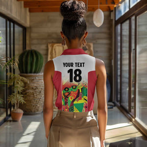 Custom Guyana Football Pride Women Sleeveless Polo Shirt Golden Jaguars Go Champion - White - African Pride