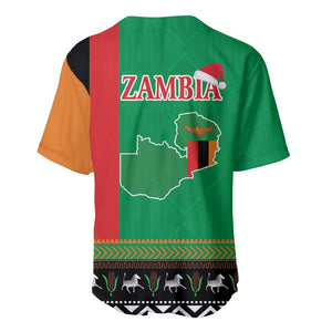 Afro Zambia Christmas Baseball Jersey Coat Of Arms With Kente Pattern