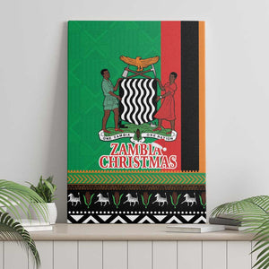 Afro Zambia Christmas Canvas Wall Art Coat Of Arms With Kente Pattern