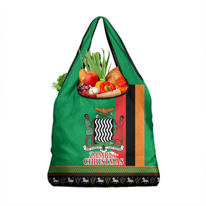 Afro Zambia Christmas Grocery Bag Coat Of Arms With Kente Pattern