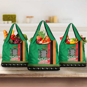 Afro Zambia Christmas Grocery Bag Coat Of Arms With Kente Pattern