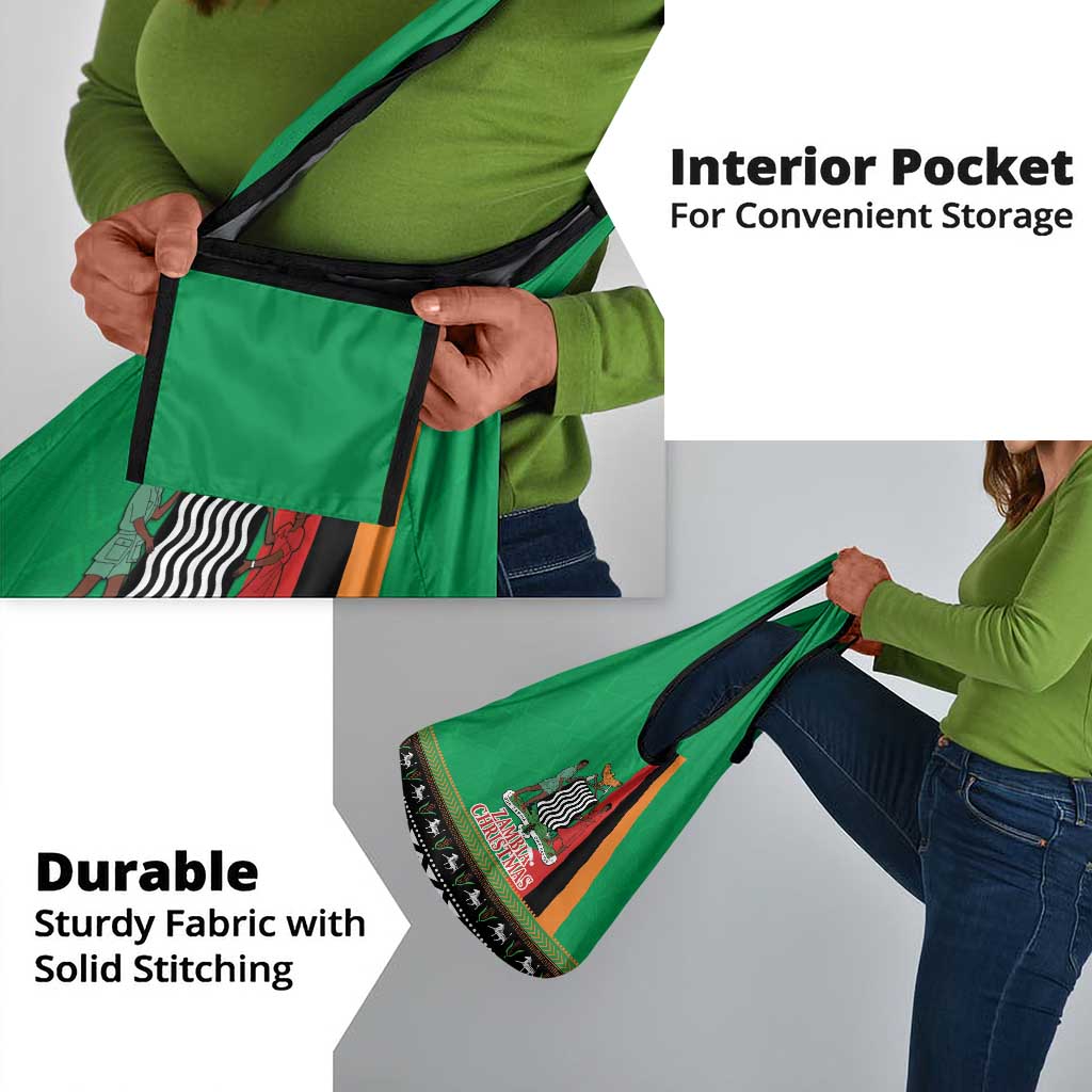 Afro Zambia Christmas Grocery Bag Coat Of Arms With Kente Pattern